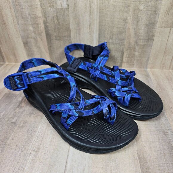 Chaco Womans Size 6 Z/Volv X2 Sandals Strappy Black Blue Shoes - Picture 1 of 11